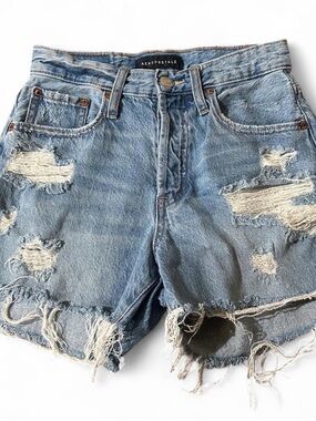 Aeropostale Light Blue Distressed Denim Cutoff Shorts
